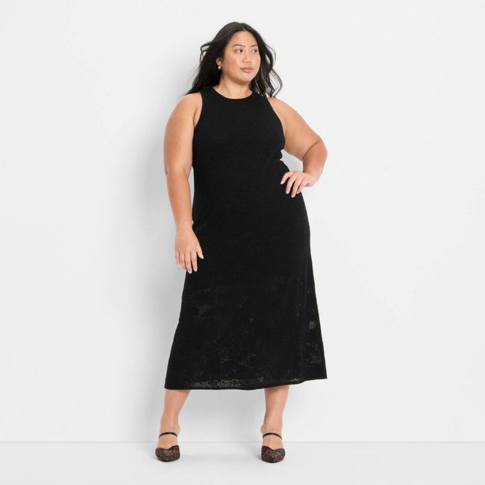 Future Collective - Women's Lace Midi Sweater Dress - Future Collectiv Black